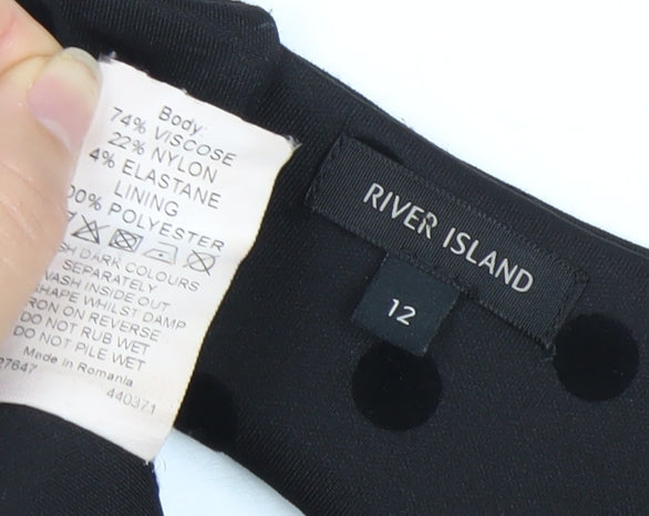 River Island Black Polka Dot Playsuit, Women's Size 12