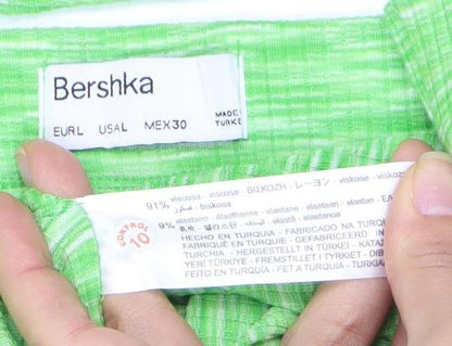 Bershka Green Trousers for Women, Size L, Viscose Blend