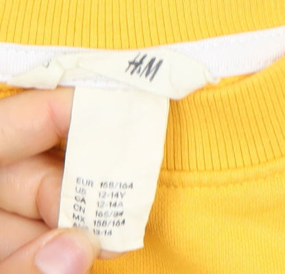 H&M Girls Colourblock Sweatshirt - Yellow/Grey 13-14 Years
