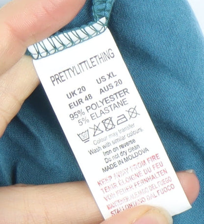 PrettyLittleThing Women's Blue Long Sleeve Dress, Size 20