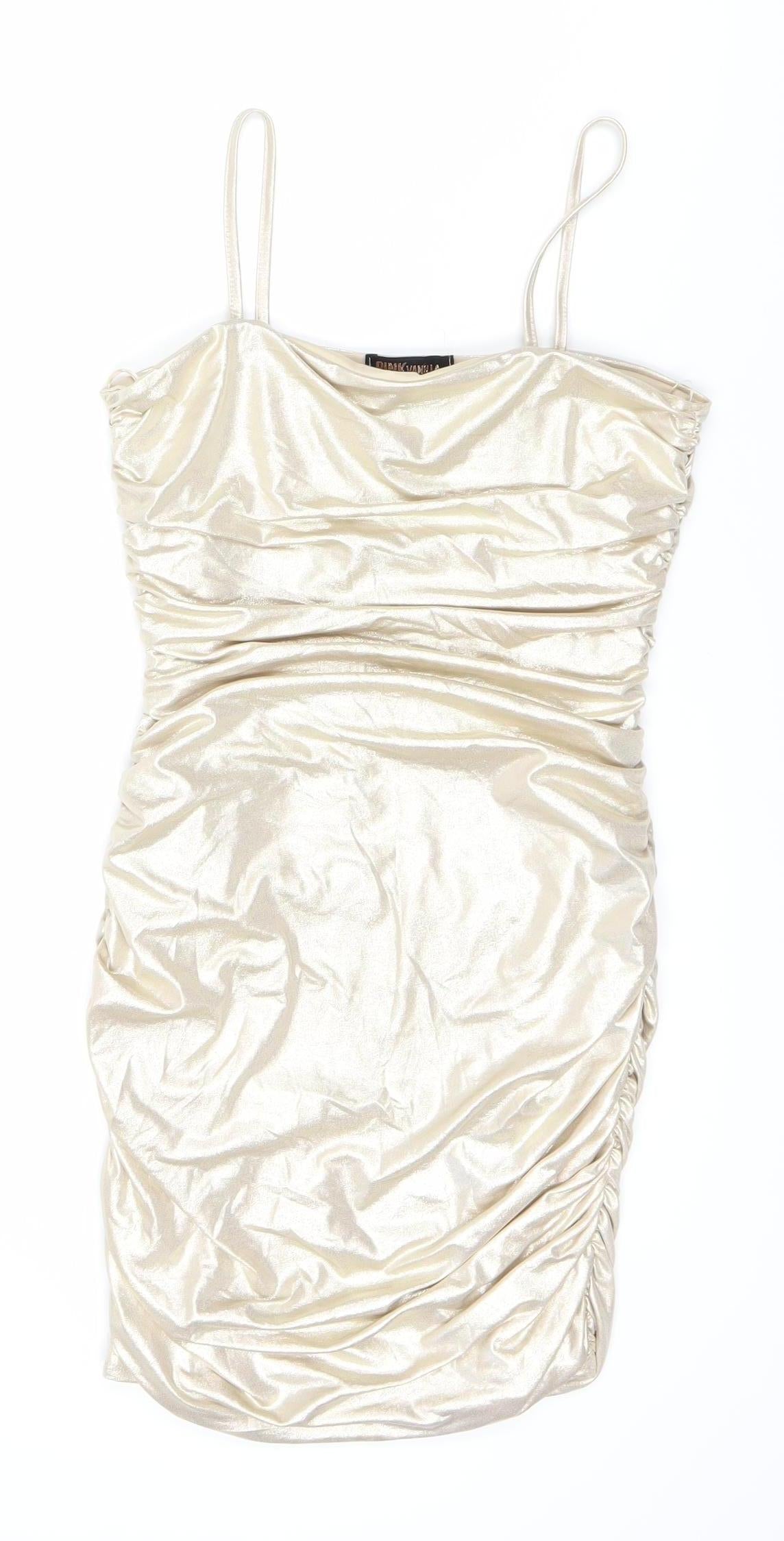 Pink Vanilla Women Beige Dress Strappy Sleeveless Size 8