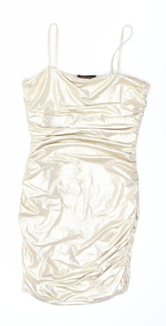 Pink Vanilla Women Beige Dress Strappy Sleeveless Size 8