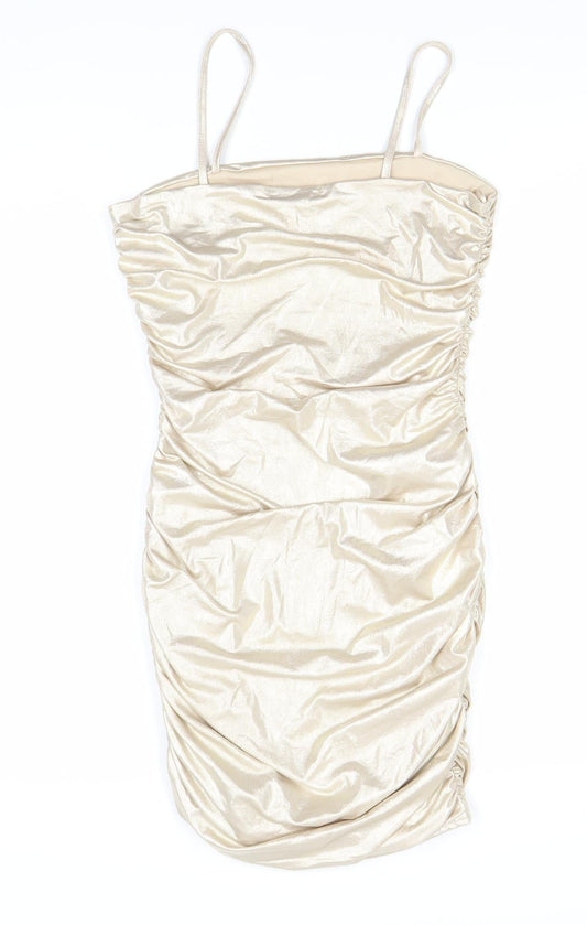 Pink Vanilla Women Beige Dress Strappy Sleeveless Size 8