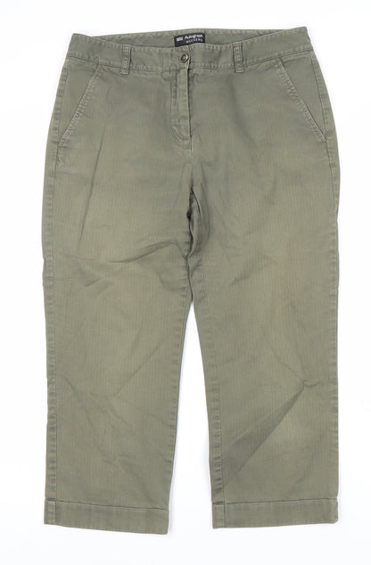 Womens UK Size 10 Marks and Spencer Regular Fit Chino Green Trousers