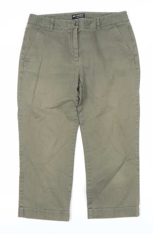 Womens UK Size 10 Marks and Spencer Regular Fit Chino Green Trousers