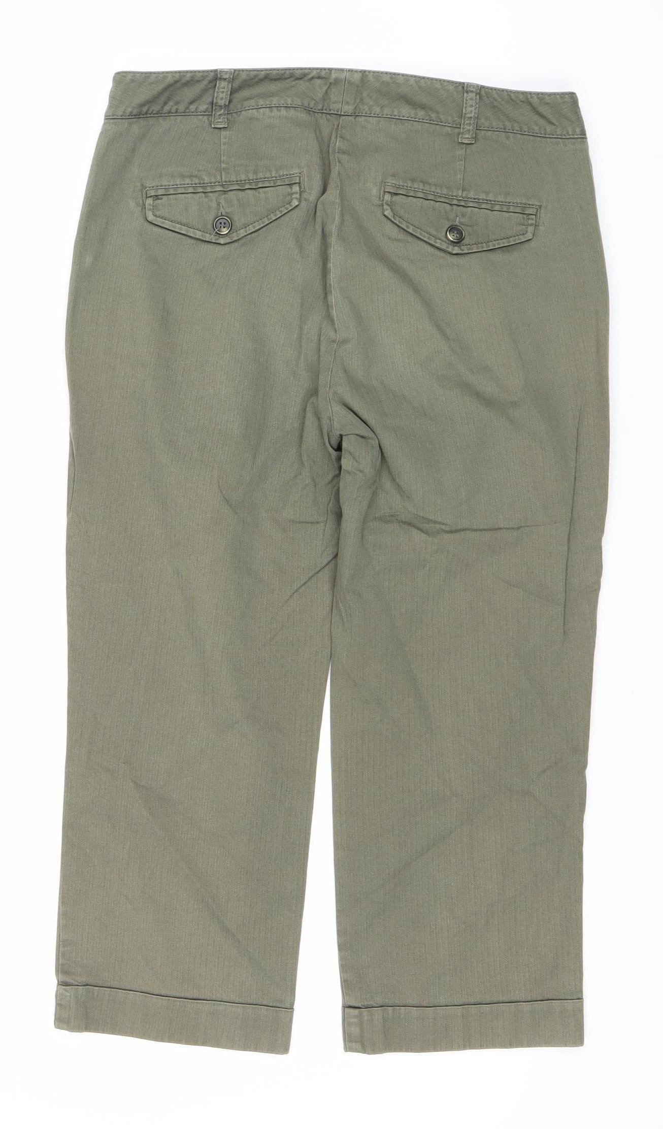 Womens UK Size 10 Marks and Spencer Regular Fit Chino Green Trousers