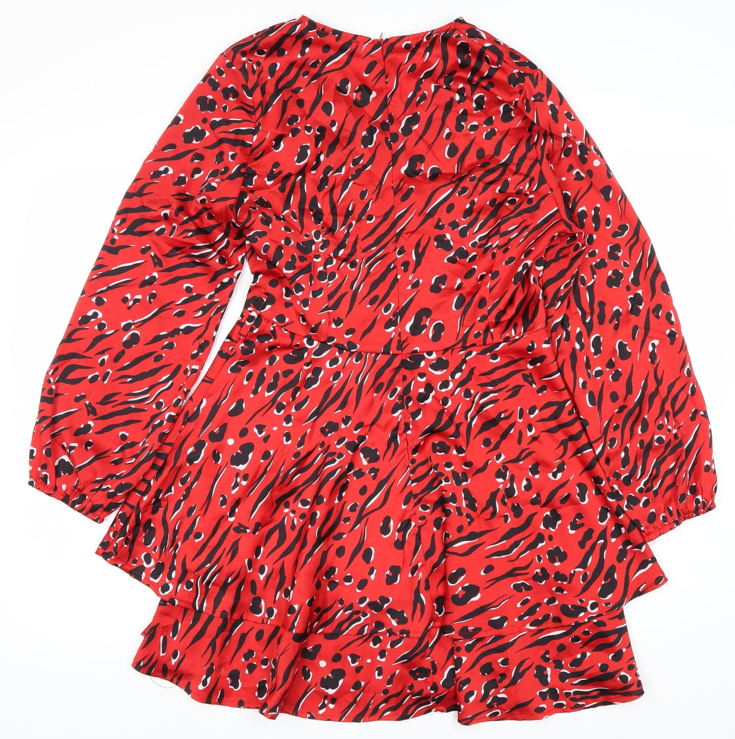 Q/S Women's Red Short Wrap Dress, Size 12