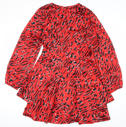 Q/S Women's Red Short Wrap Dress, Size 12