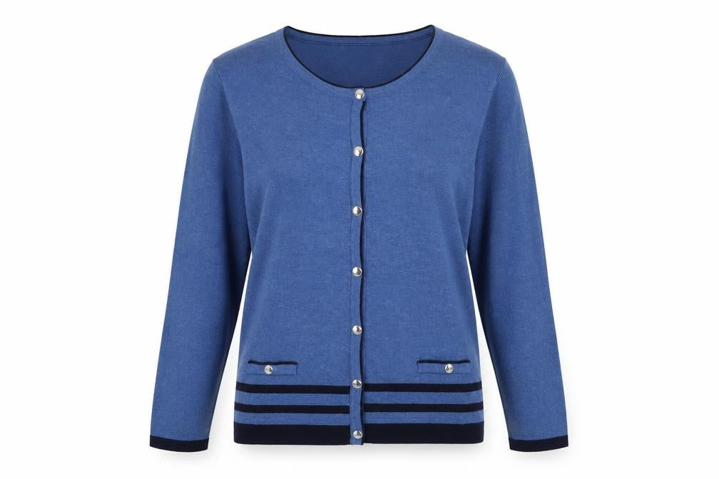 Womens UK Size L Karen Scott Blue Cardigan Jumper