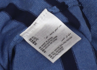 Karen Scott Women's Blue Striped Cardigan L