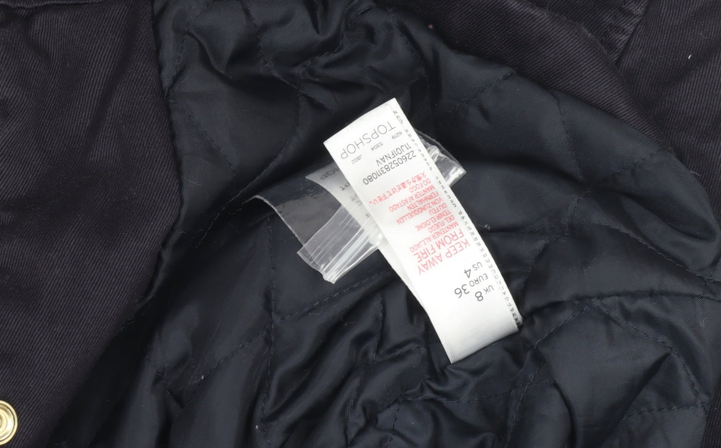 Womens UK Size 8 Topshop Black Parka Coat