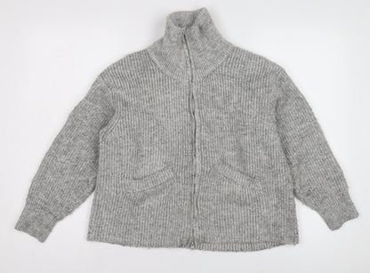 Womens UK Size XS Pull&Bear Grey Full Zip Jumper
