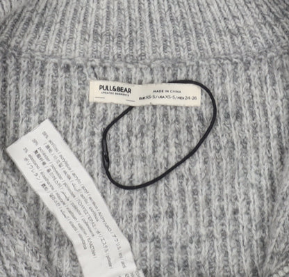 Womens UK Size XS Pull&Bear Grey Full Zip Jumper