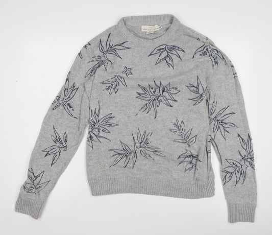 H&M Women's Grey M Floral Jumper - L.O.G.G.