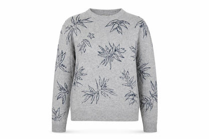 H&M Women's Grey M Floral Jumper - L.O.G.G.