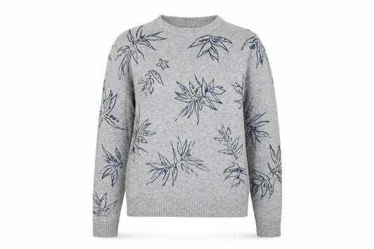 H&M Women's Grey M Floral Jumper - L.O.G.G.