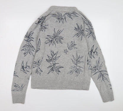 H&M Women's Grey M Floral Jumper - L.O.G.G.