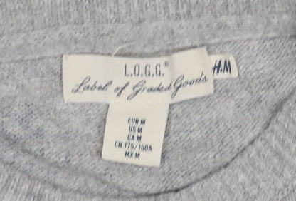 H&M Women's Grey M Floral Jumper - L.O.G.G.