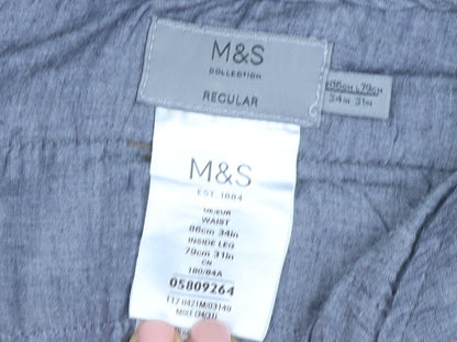 Marks and Spencer Men's Brown Chino Trousers 34