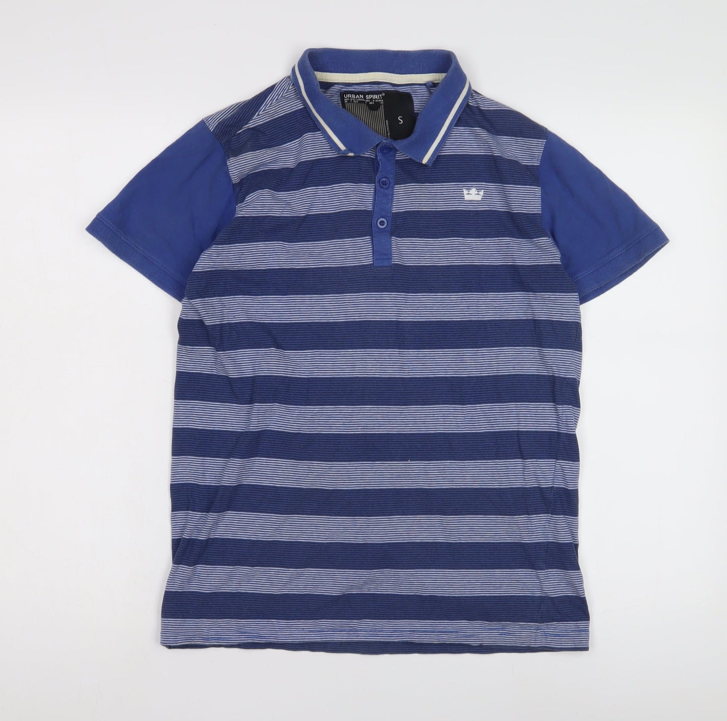 Urban Spirit Men's Blue Striped Polo Shirt Size S