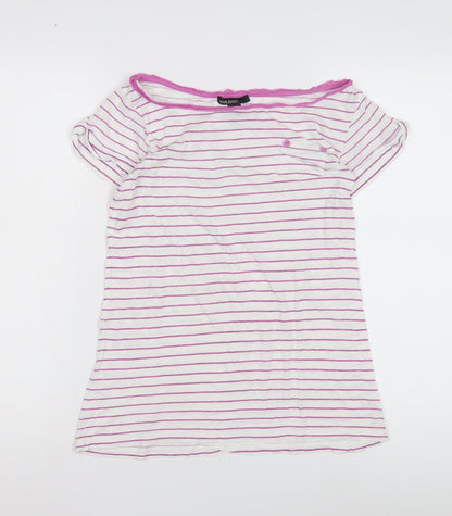 Mango Basics Women's White Pink Striped T-Shirt M