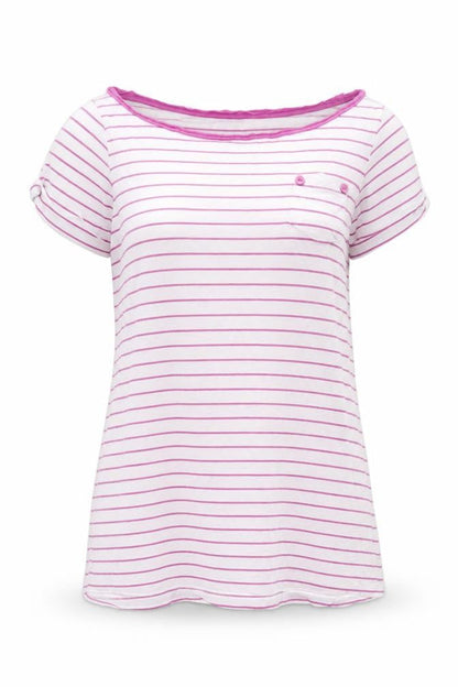 Mango Basics Women's White Pink Striped T-Shirt M