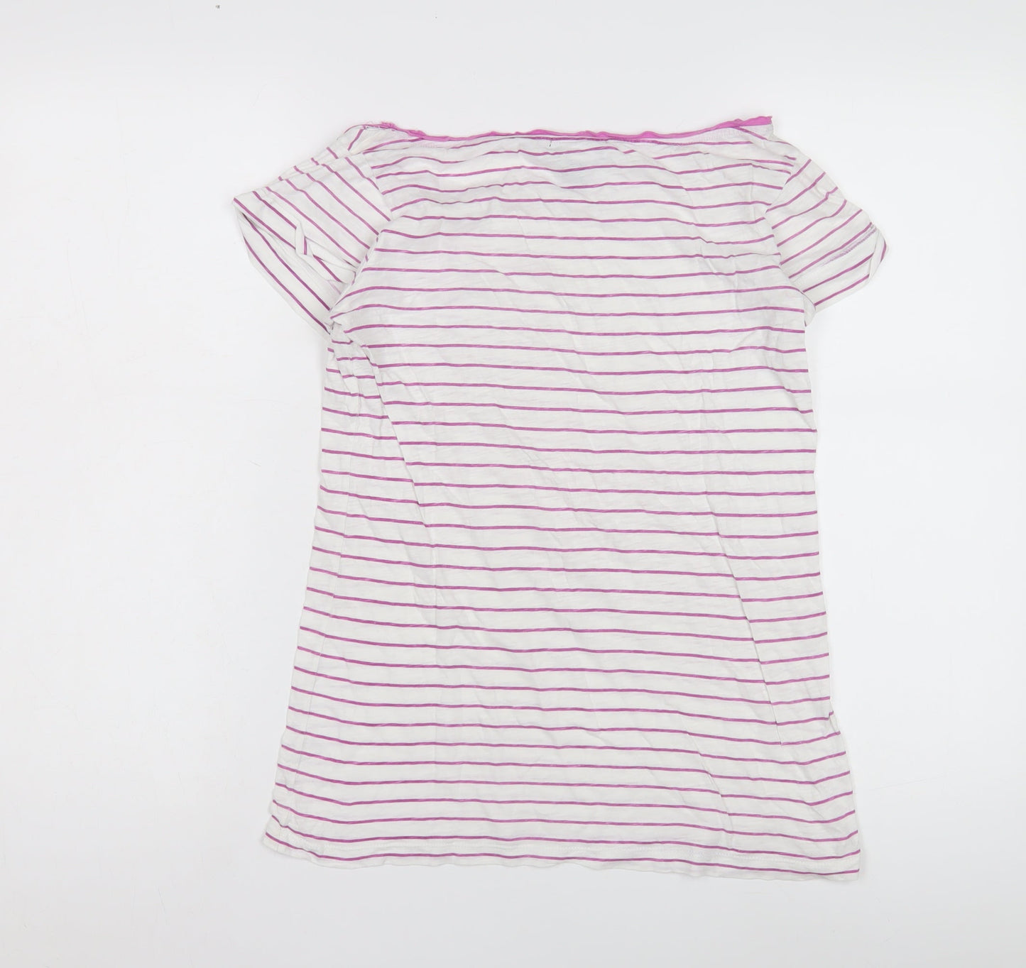 Mango Basics Women's White Pink Striped T-Shirt M