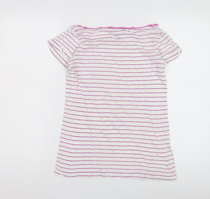 Mango Basics Women's White Pink Striped T-Shirt M