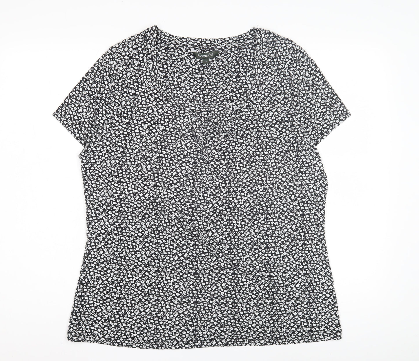 Womens UK Size 18 Bonmarché Black Basic T-Shirt