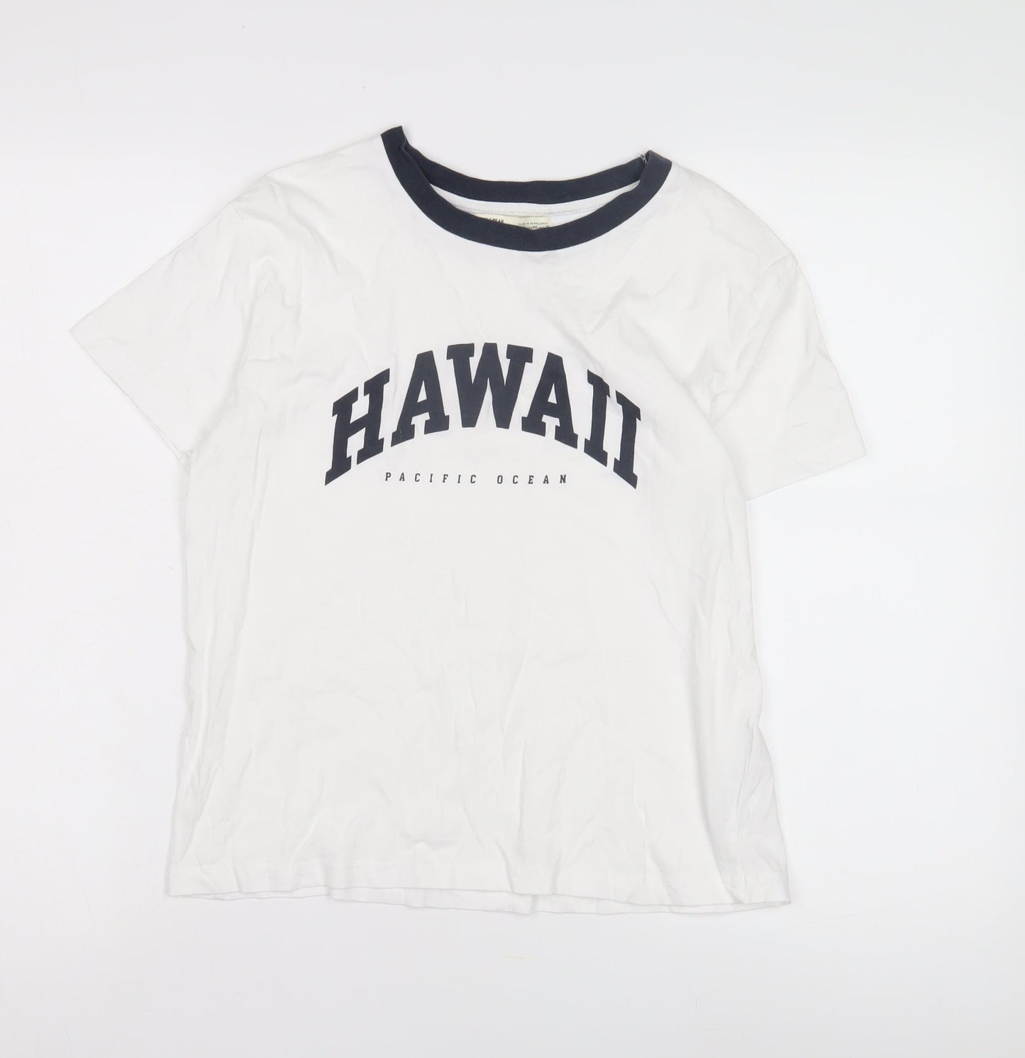 Unisex Adults UK Size M Pull & Bear White Ringer T-Shirt