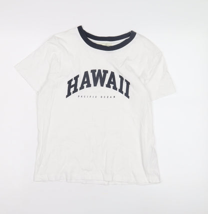 Unisex Adults UK Size M Pull & Bear White Ringer T-Shirt
