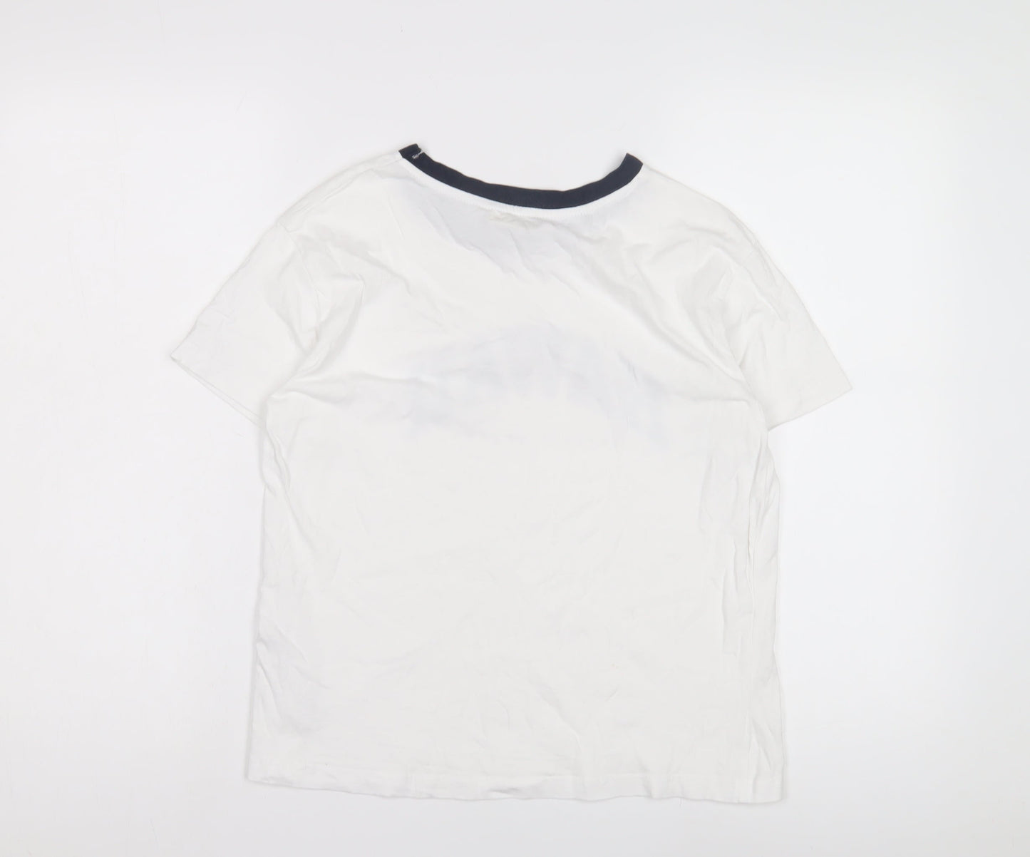 Unisex Adults UK Size M Pull & Bear White Ringer T-Shirt
