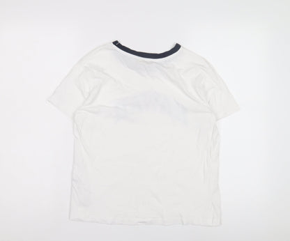 Unisex Adults UK Size M Pull & Bear White Ringer T-Shirt
