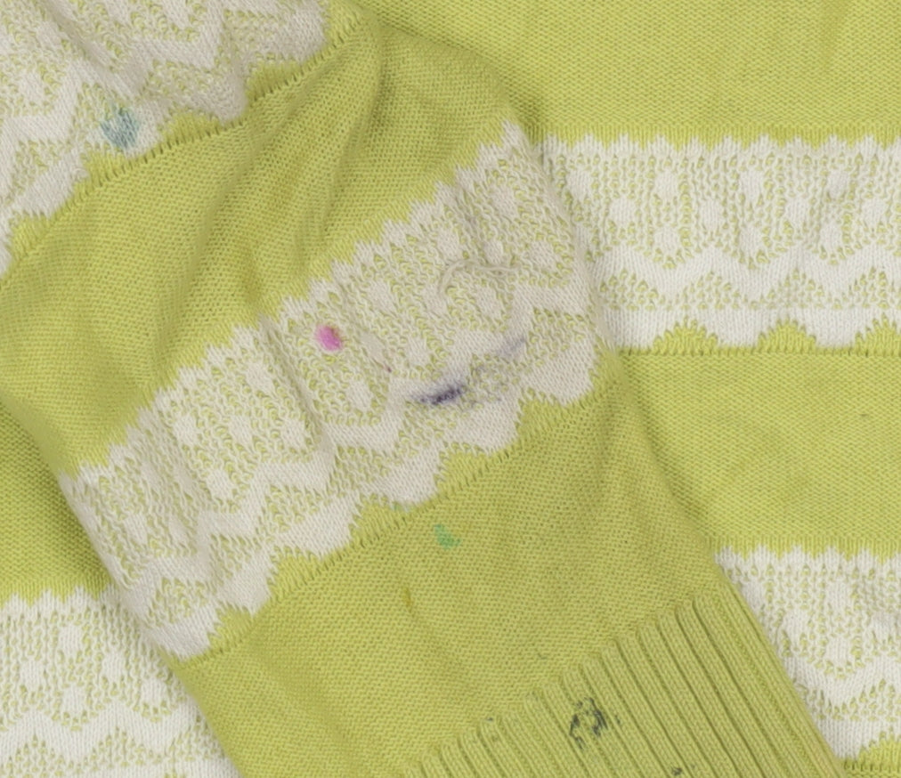 Marks and Spencer Girls Green Striped Jumper 6-7 Yrs
