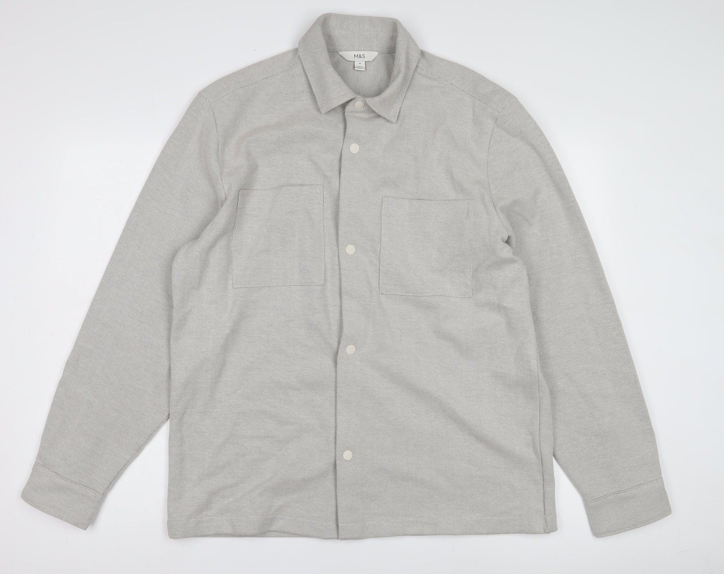 Marks and Spencer Mens Grey Button-Up Shirt M