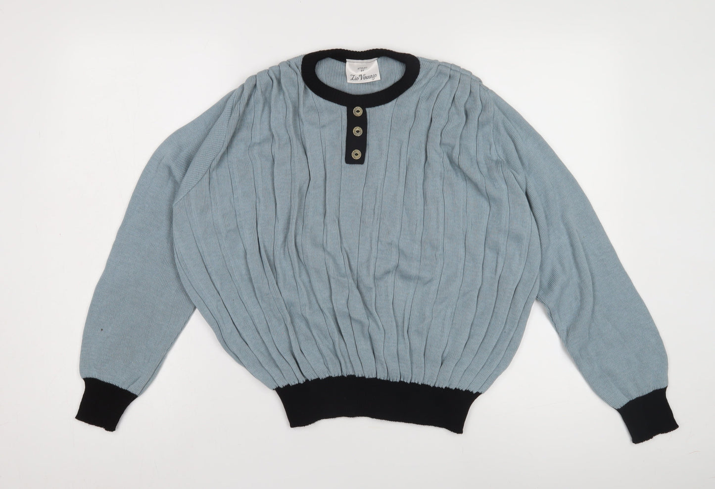 Zio Vincenzo Women's Blue Wool Henley Jumper S