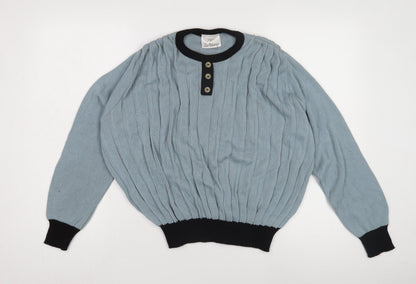 Zio Vincenzo Women's Blue Wool Henley Jumper S