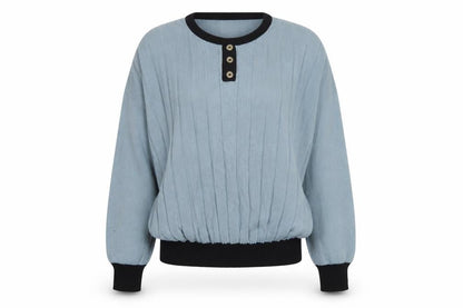 Zio Vincenzo Women's Blue Wool Henley Jumper S