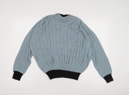 Zio Vincenzo Women's Blue Wool Henley Jumper S