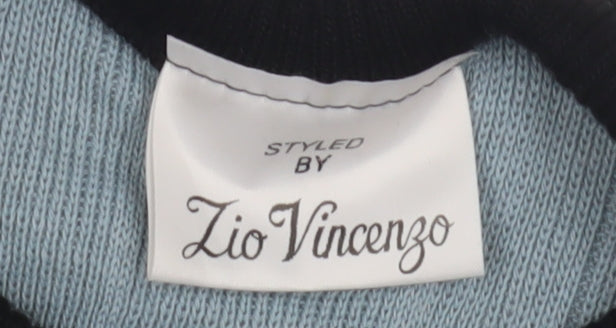 Zio Vincenzo Women's Blue Wool Henley Jumper S