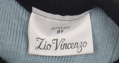 Zio Vincenzo Women's Blue Wool Henley Jumper S