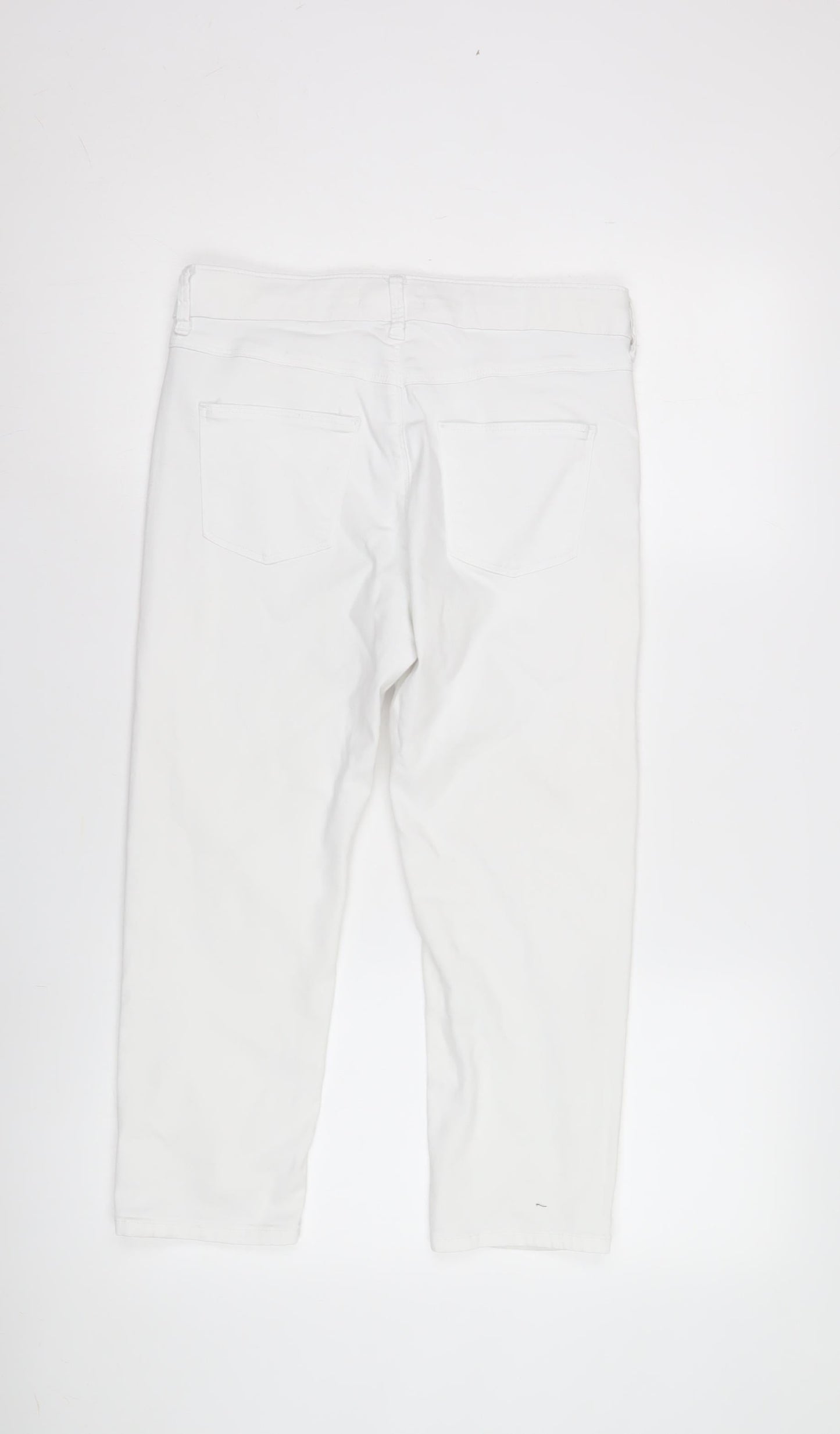 Womens UK Size 10 Marks and Spencer Regular Fit Cropped White Trousers