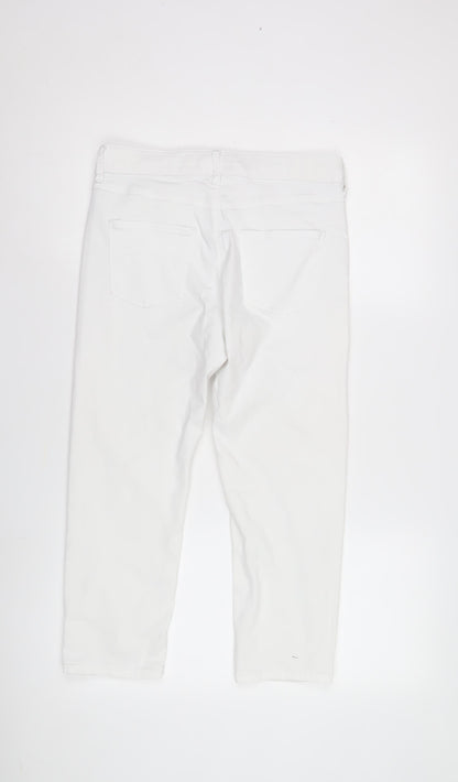 Womens UK Size 10 Marks and Spencer Regular Fit Cropped White Trousers
