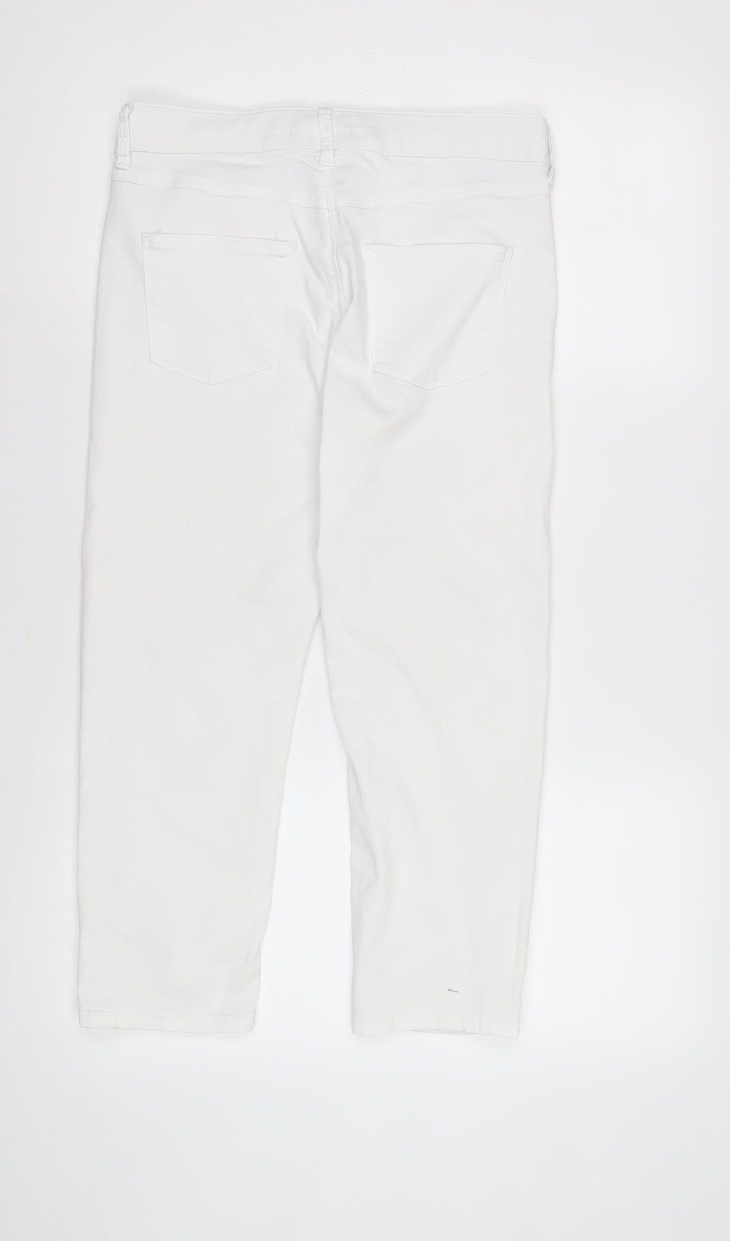 Womens UK Size 10 Marks and Spencer Regular Fit Cropped White Trousers