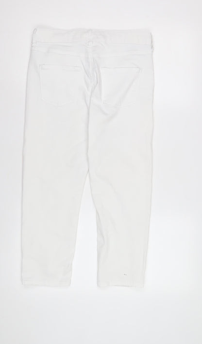 Womens UK Size 10 Marks and Spencer Regular Fit Cropped White Trousers