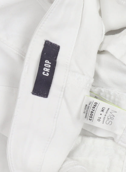 Womens UK Size 10 Marks and Spencer Regular Fit Cropped White Trousers