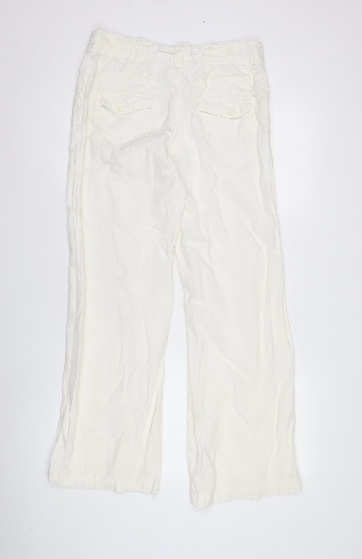 Womens UK Size 42-43 NEXT Relaxed Fit Cargo Ivory Trousers