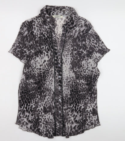 Classics Women's Grey Animal Print Short Sleeve Shirt