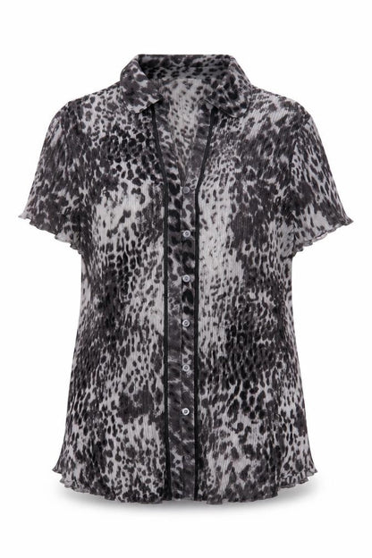 Classics Women's Grey Animal Print Short Sleeve Shirt