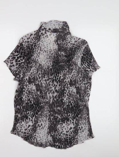 Classics Women's Grey Animal Print Short Sleeve Shirt